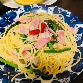 簡単！ベーコンとほうれん草のパスタ